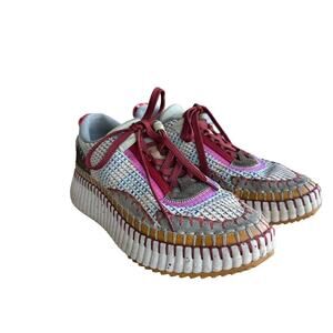 Chloe Nama Joy Red Low Top Platform Sneakers EU 40 US 9.5 Multicolor